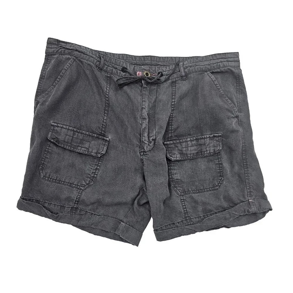 Sundance Cargo Cuffed High Rise Cargo Shorts Tencel Gray Size 16 Pockets